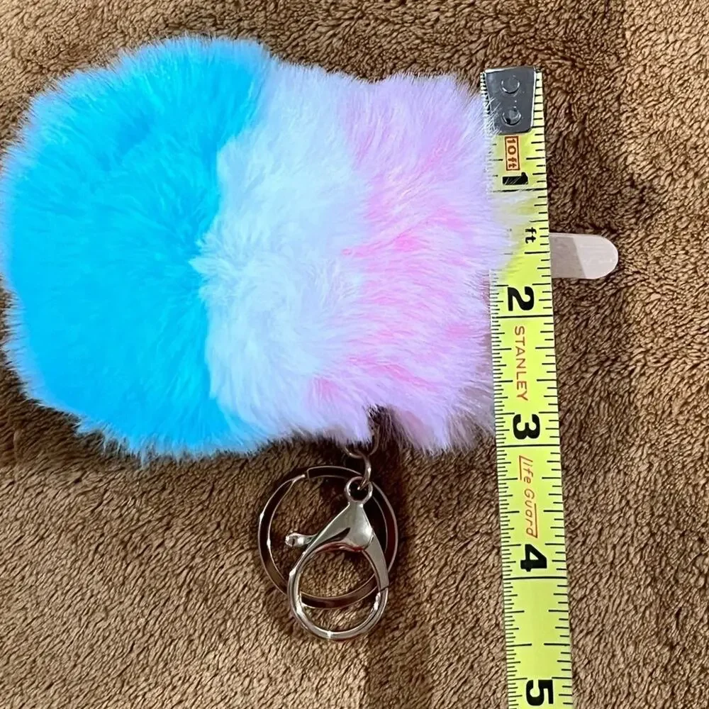 Fluffy Popsicle Keychain blue pink white Stuffed Charm